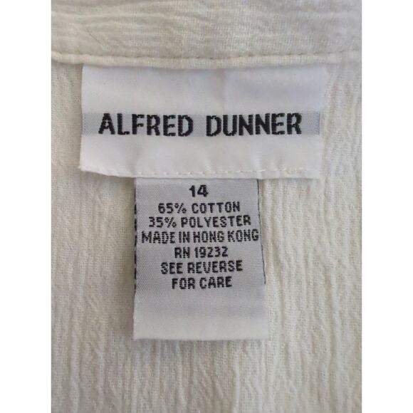 Alfred Dunner Cream Giraffe Floral Safari Embroidery Crepe Button Womens Size 14 - Picture 3 of 7